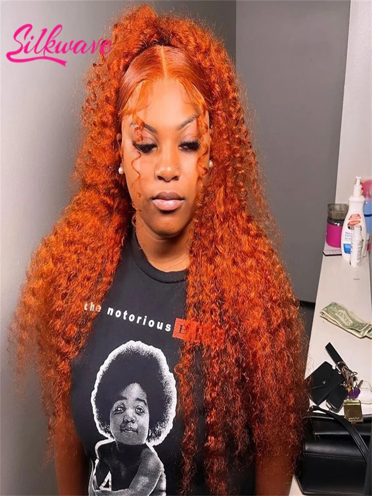 

Silkwave Рыжий Оранжевый Глубокая Волна 13x6 Парики Фронта Шнурка Человеческие Волосы 180% Плотность Волна Парик 350 Цветной Парик Человеческих Волос