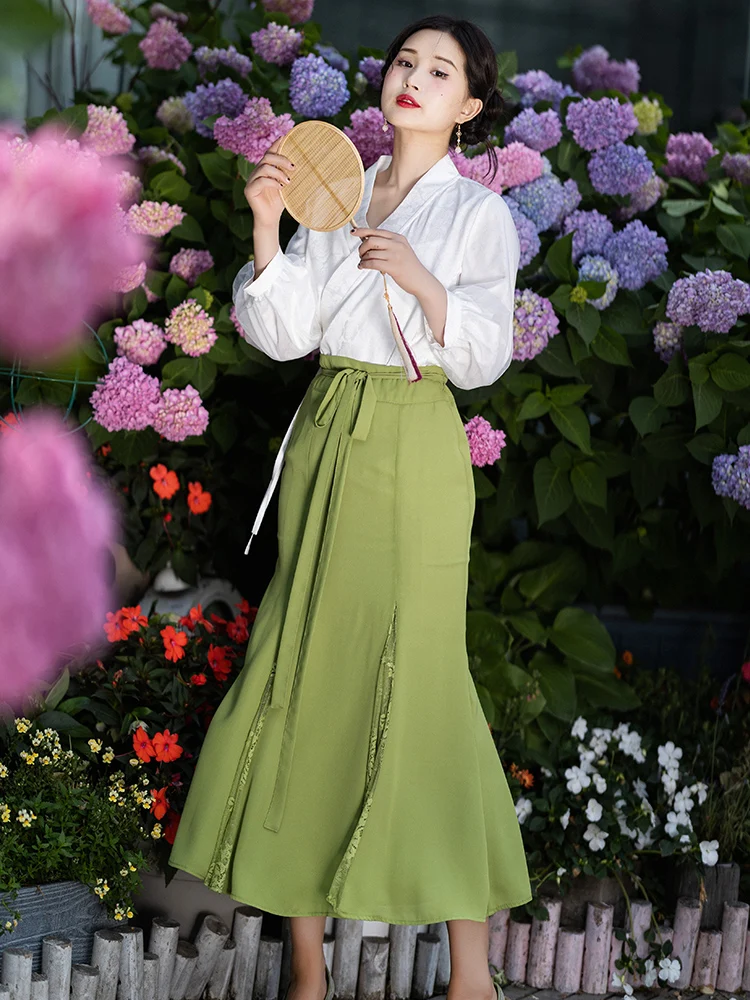 

Зеленая юбка миди с высокой талией, женская модная облегающая юбка-рыбий хвост, шифоновая юбка, повседневный художественный стиль, полиэстер