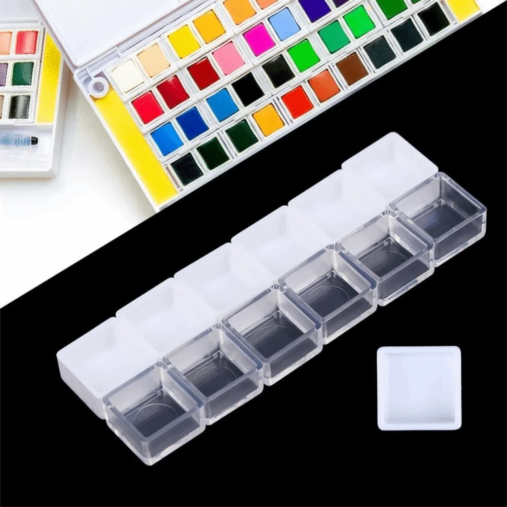 5/20/50pcs Plastic Pigment Box White Transparent Rectangle Paint Pans Mini Size Artists Palette DIY Watercolor Oil Painting