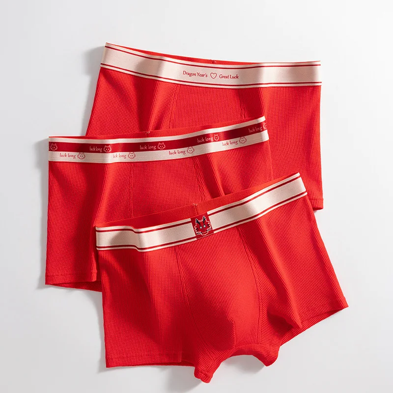 

3PCS Men's underwear, big red boxer shorts, shorts