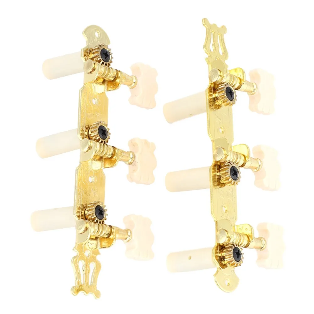 Gold Plated Classical Guitar Tuning Pegs Single Hole 3+3 Configuration Guitar Tuners Gold Guitar Accessories Live Performance