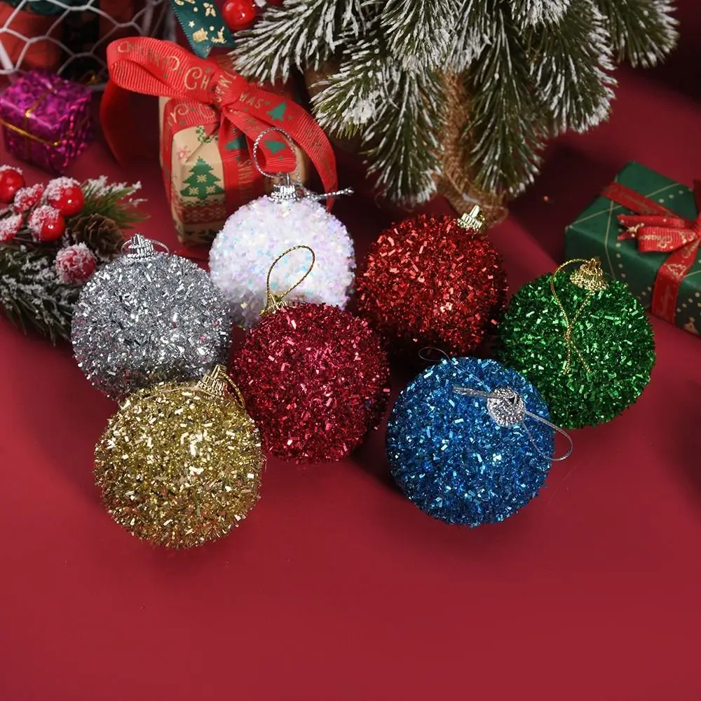 

Набор из 6 шт. креативных рождественских подвесок-шаров, 6 см, однотонные, блестящие, многоразовые, для украшения елки