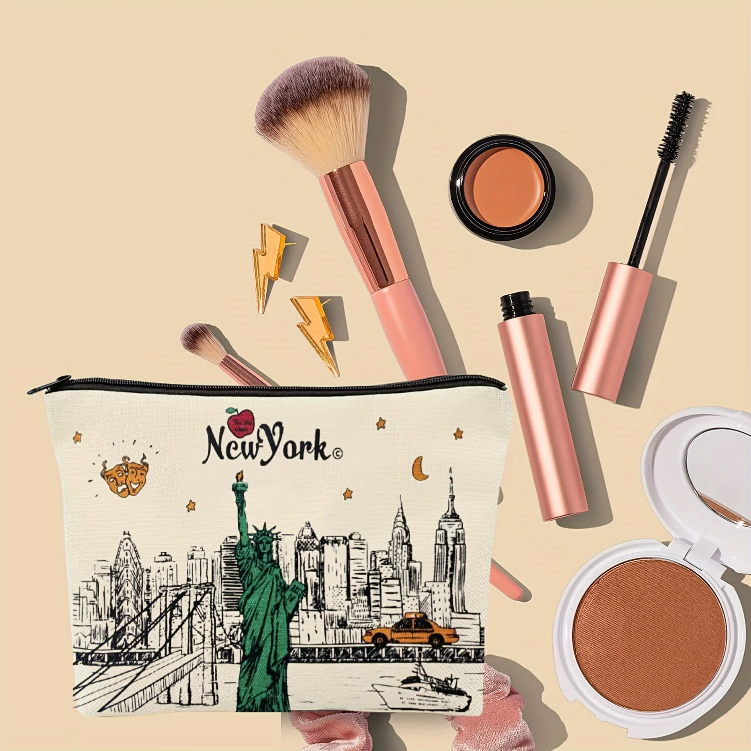 Uma bolsa NewYork – linda bolsa multifuncional com zíper para mulheres, bolsa de armazenamento de joias, bolsa de armazenamento pequena com zíper de viagem perfeita.