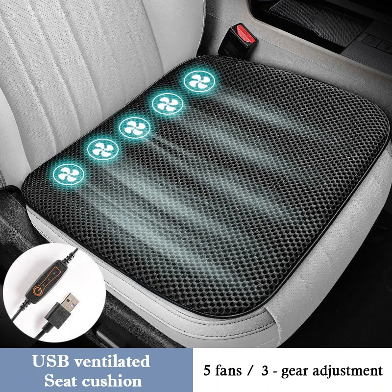 

Universal Car Seat Cover Summer Cool Air Cushion With USB Fan Fast Blowing Ventilation Cooling Refrigerated Mat