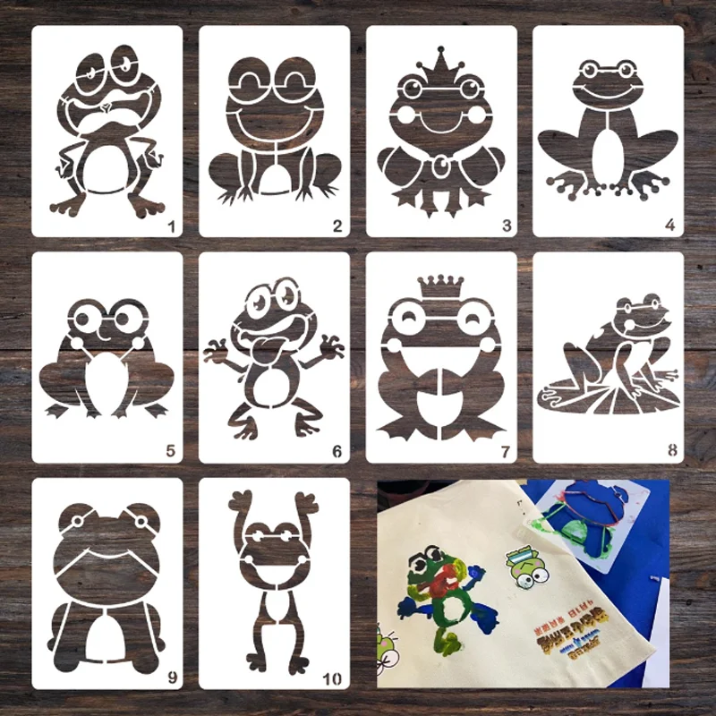17.8*12.7cm Frog Stencils DIY Layering Wall Stone Color Painting Scrapbook Coloring Embossing Album Decorative Template Reusable image 4