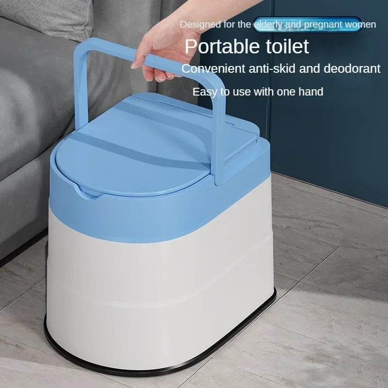 Bedside Mobile Sit Toilet Portable Deodorant Urine Basin Elderly Pregnant Women Home Adult Sitting Chair Easy Clean & Use