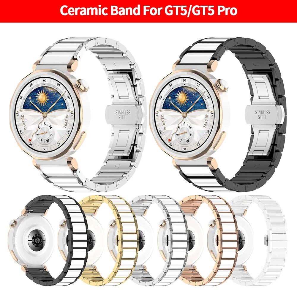 

18mm Ceramic Strap For Huawei Watch GT5/4 41mm/GT5 Pro 42mm Delicate Wristband Huawei Watch GT5 GT4 Metal Watchband Accessories