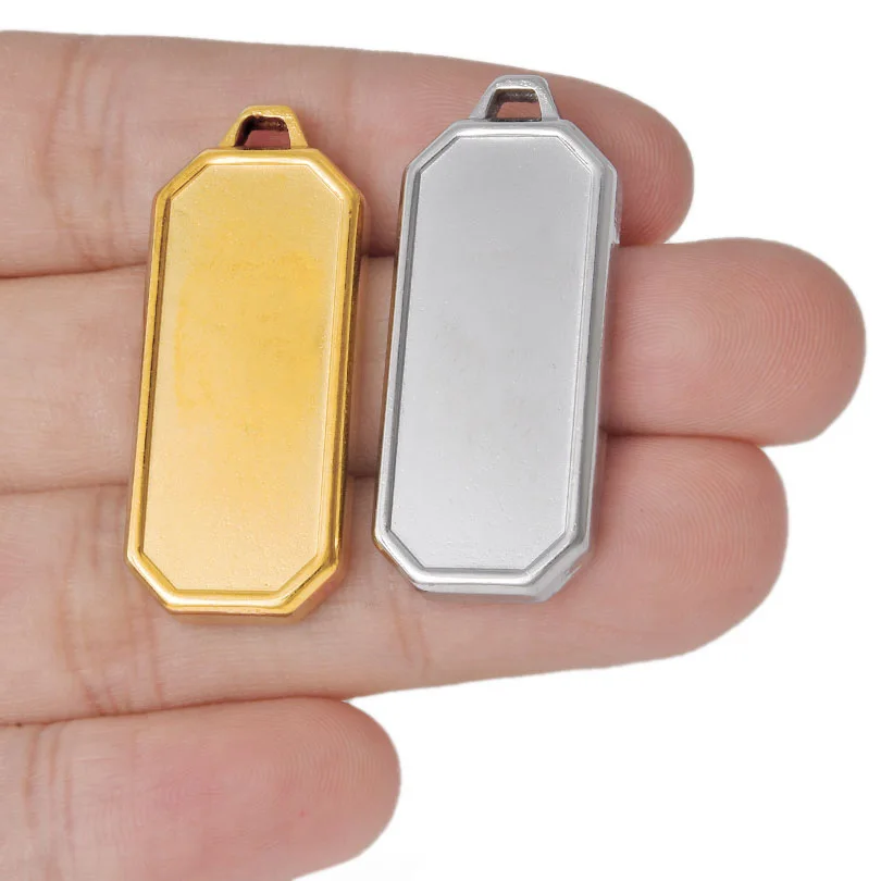 2/3pcs/Lot Men Women Metal Rectangular Charm Pendant Non Oxidizable Jewelry Making Supplies Handmade Diy Necklace Accessory Gift