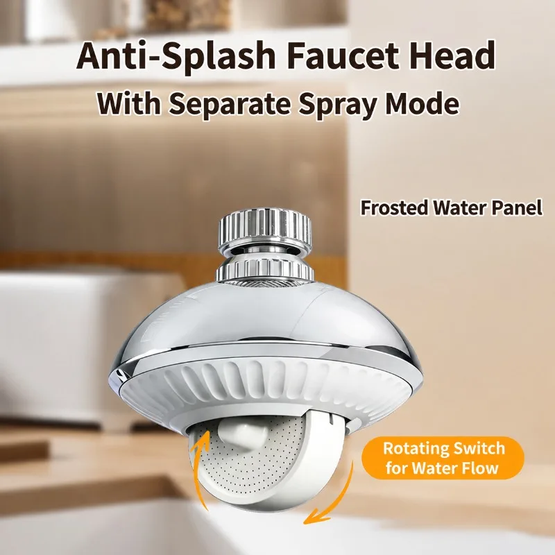 360° Rotating Faucet Aerator Anti‑Splash Pressurized Kitchen Tap Booster Nozzle, Swivel Water Saving Faucet Spray Head Adapter