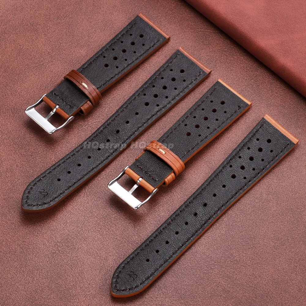 Handcrafted Cowhide Strap 18mm 20mm 22mm Vintage Brown Black Leather Watch Band for Seiko Premium Wristband Breathable Bracelets image 4