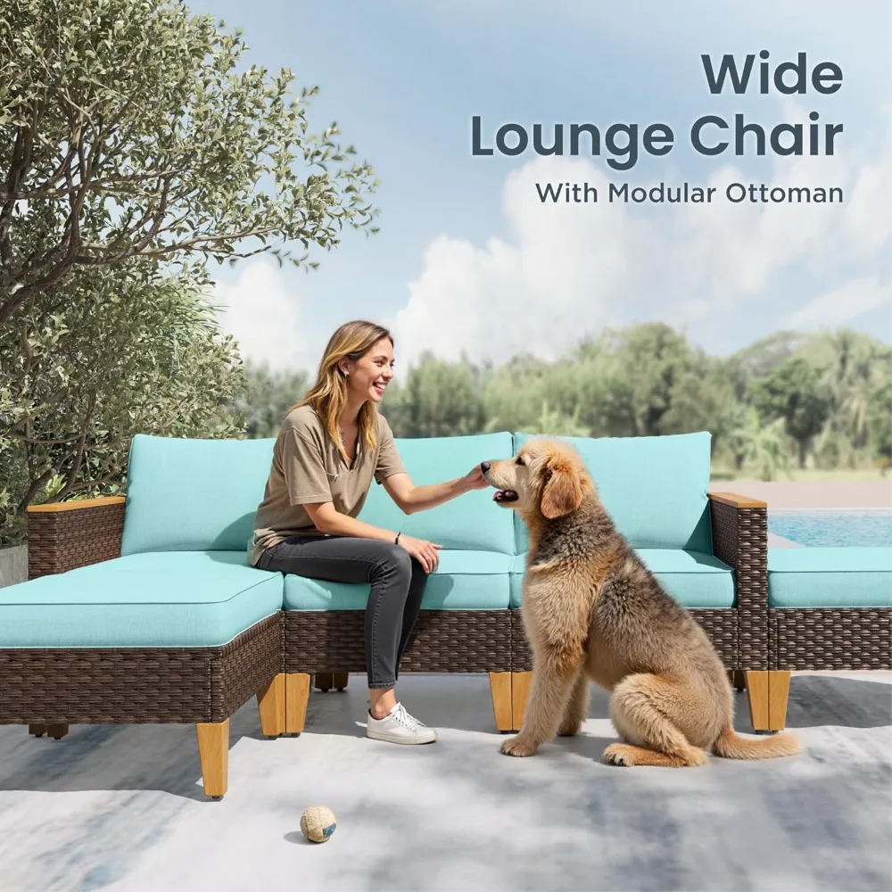 

7-Piece Wicker Patio Conversation Set, Outdoor Rattan Sectional Pool Furniture Patio Set for 7 Seats with Cushioned, Customized
