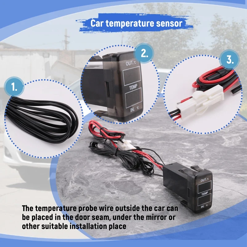 Dual Temperature Display Inside And Outside The Car Dual Temperature Sensor For Toyota Corolla Reiz Prado Prius