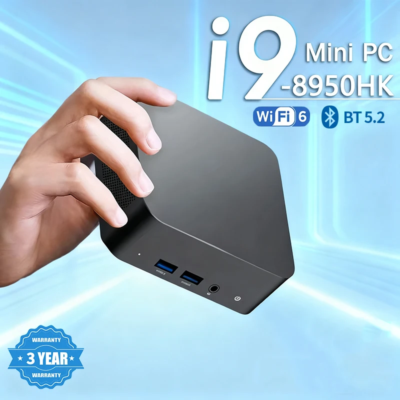 

NEW Core i9 8950HK Portable Mini PC Computer Windows 11 16GB 1/2TB SSD Gaming Computer WiFi 6 USB office Mini Desktop PC