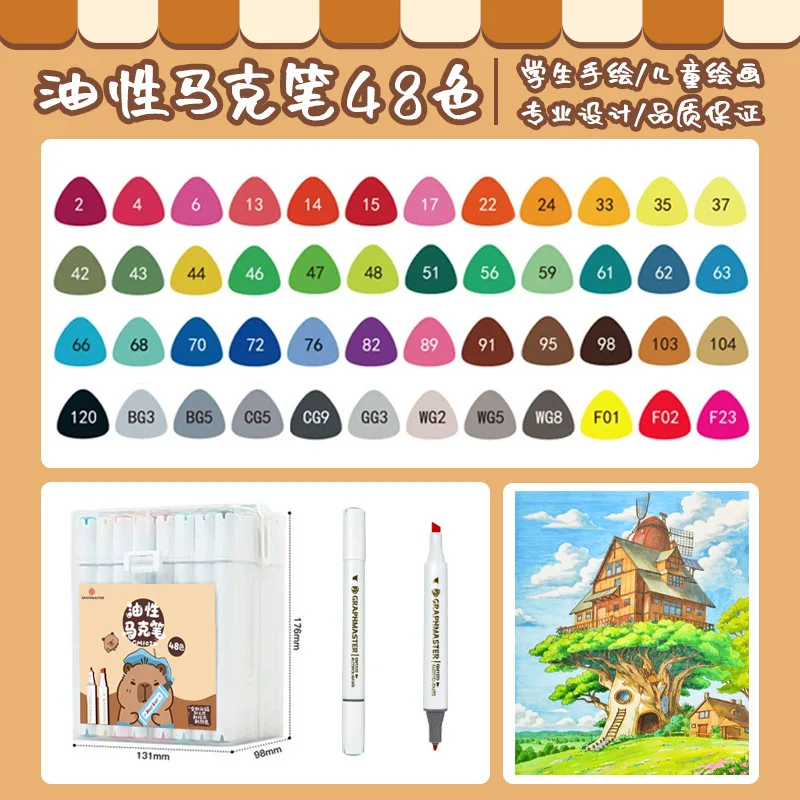 108 Colors Dual Tip Alcohol Marker Pen Set Permanent Oil Based Markers For Drawing Sketching Anime Manga Artist Student School - view 4