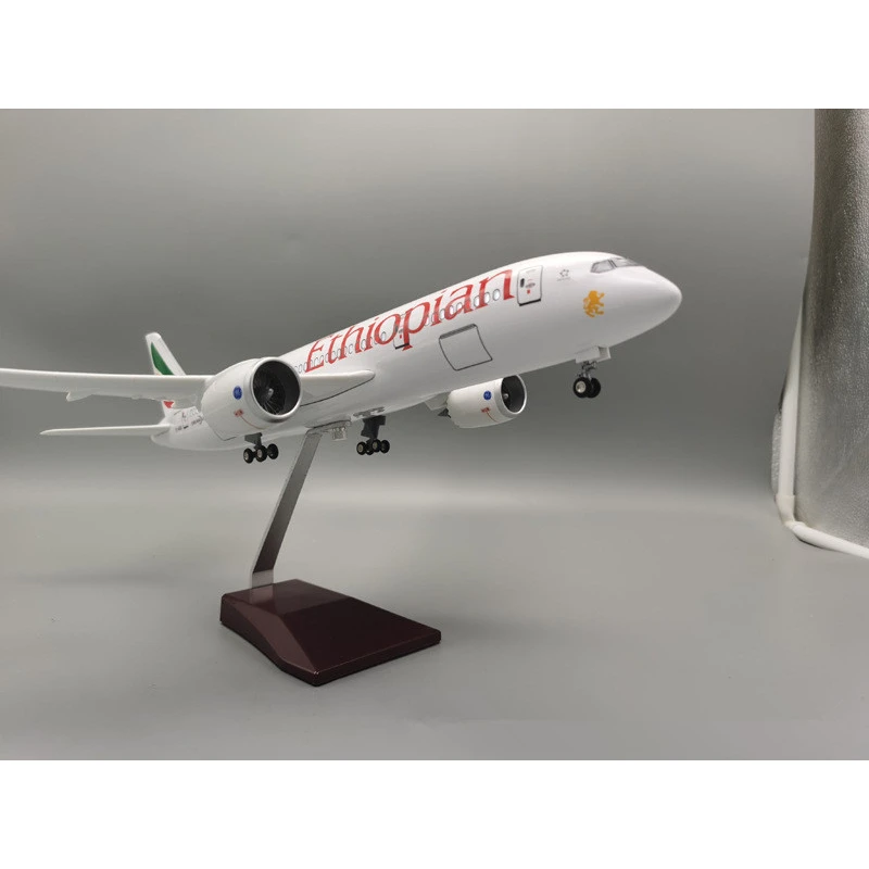 43cm 1/130 Scale Model Boeing Air Ethiopian Airways B787 Airplane Toys Airline With Light Resin Plane Collection Display Gifts