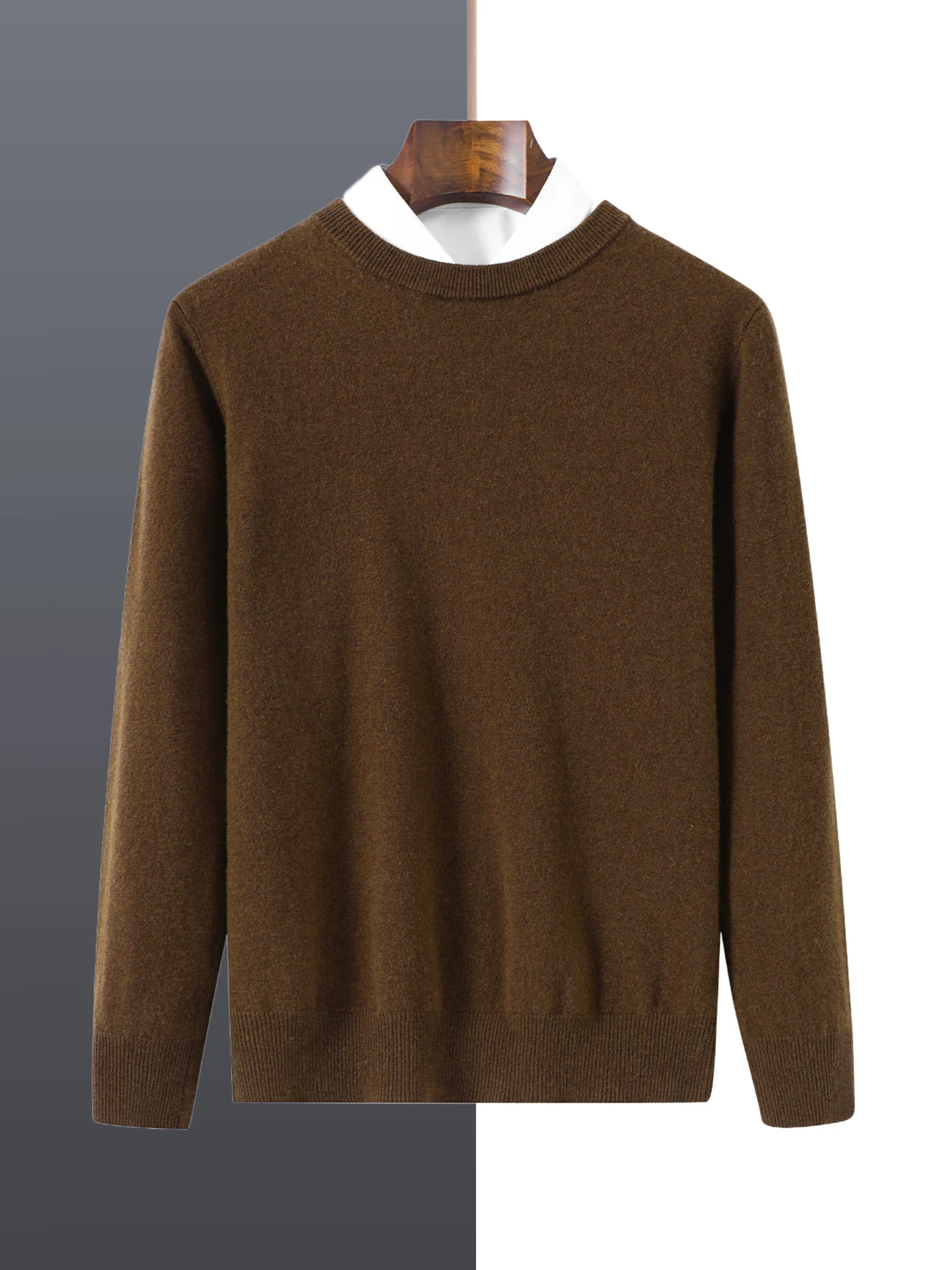 Basic 100% Merino Wool Men's Sweater Autumn Winter Male Knitted Pullover Long Sleeve Clothing Tops Cashmere Blouse O-Neck Fleece