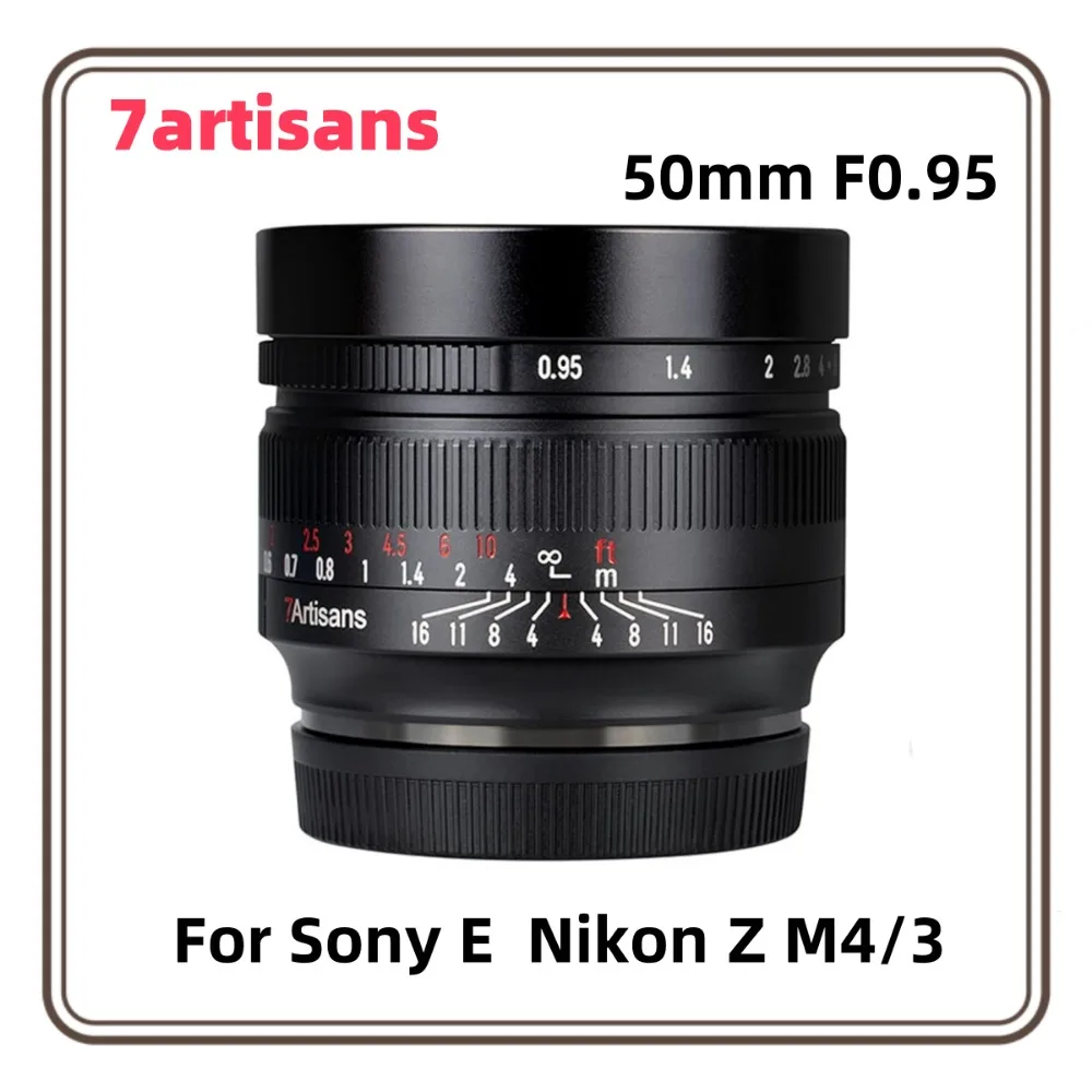 Pergear 7artisans 50 mm F0,95 APS-C manueller Fokus, große Blende, Prime-Objektiv für Sony E ZVE10 Nikon Z Z50 Micro 4/3