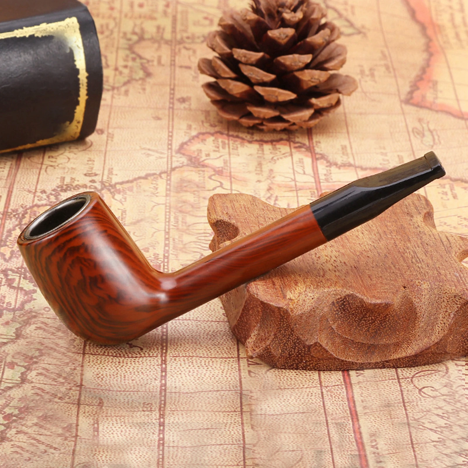 1pc, Classic Wood Grain Resin Pipe for Smoking Gifts, Smoking Accessories