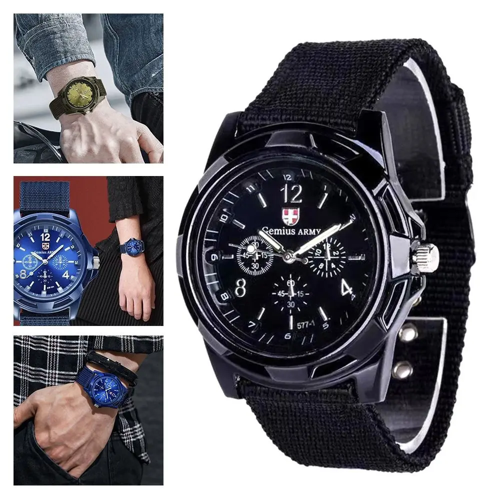 حزام نايلون مضفر Gemius Swift Watch نايلون باند منسوج بسوار كوارتز ساعة ليلية خفيفة سويسرية كوارتز رياضية ملابس غير رسمية
