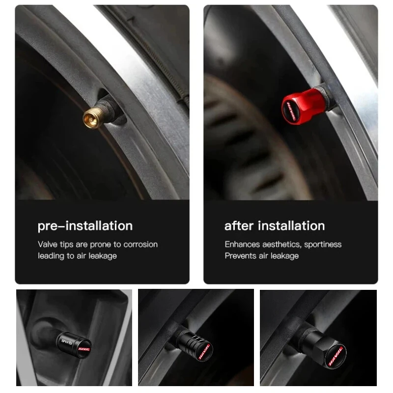 Car Tire Air Valve Stem Caps Leakproof Dustproof Wheel Protective Cover For Haval Jolion H6 M6 Dargo Raptor F7 H7 H9 H4 H2S