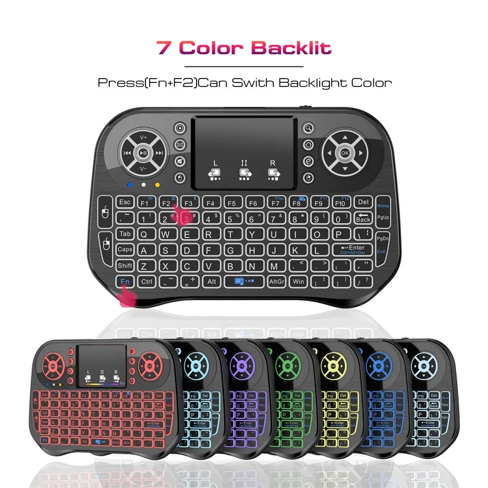 Wireless Bluetooth Mini Keyboard 2.4G Dual Mode Backlit English Russian French Spanish Portugal for Android TV Box PC Projector