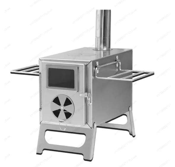Stainless steel outdoor wood stove, three-sided view fire 50 * 40 * 36