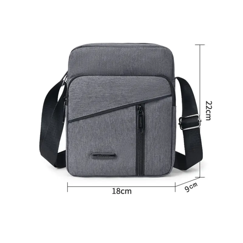 Mens Messenger Bag Single Shoulder Bag Fashion Business Multi-Layer Zipper Small Square Bag Waterproof Oxford Bag Satchel Purse