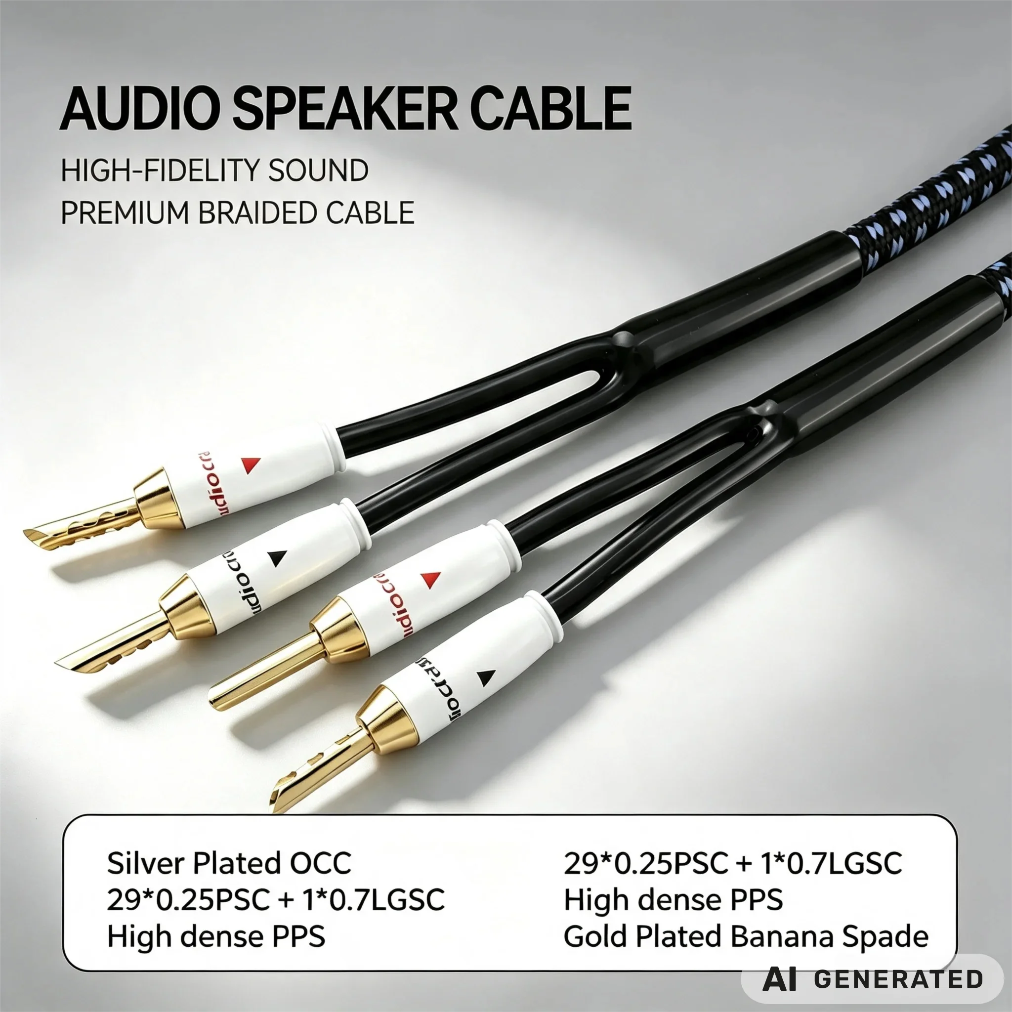 Pair OCC Silver Plated Speaker Cable Banana Y Spade Plug Audiophile Grade Audio Cord for HiFi Amplifier Speaker System