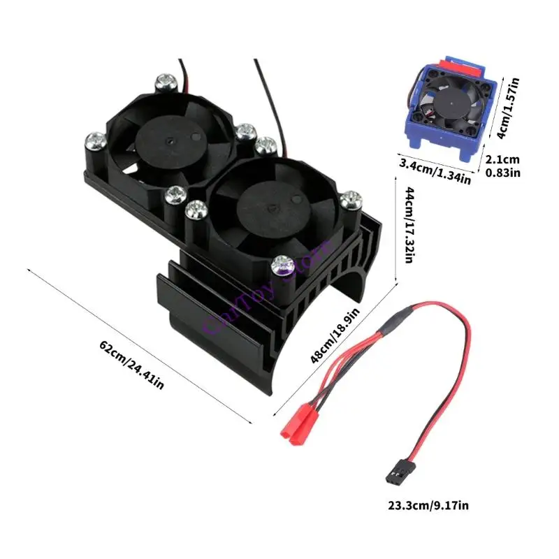 

Водонепроницаемая пара алюминиевых охлаждающих вентиляторов для автомобилей с дистанционным управлением 1/10, корпус двигателя с