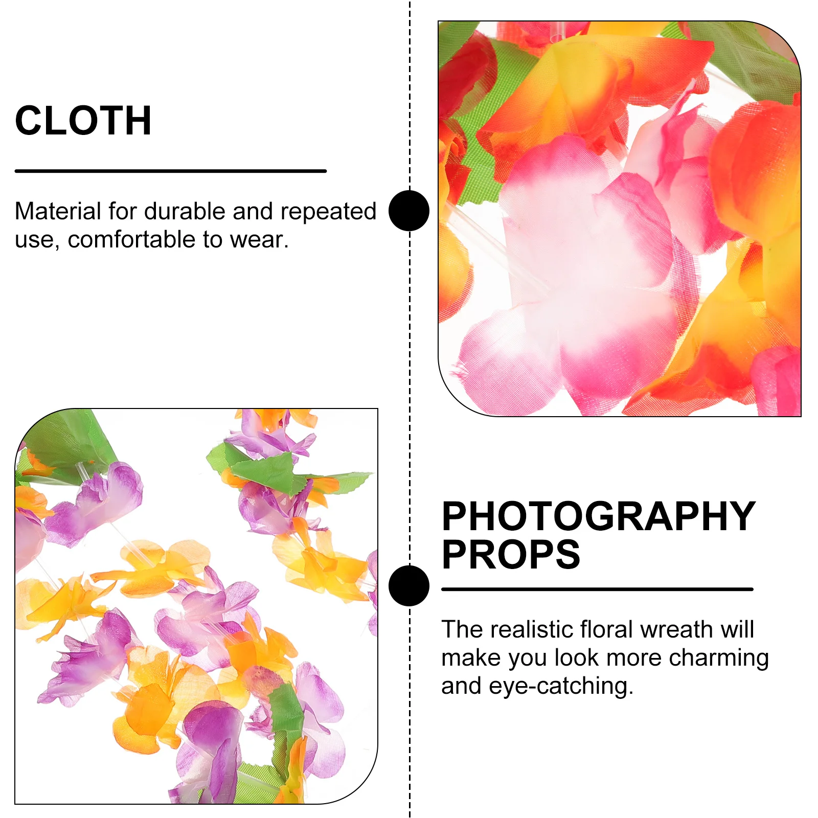 

6Pcs Floral Wreath Set Hawaiian Garland Headband Necklace Bracelet Artificial Flower Tropical Luau Beach Party Accessories