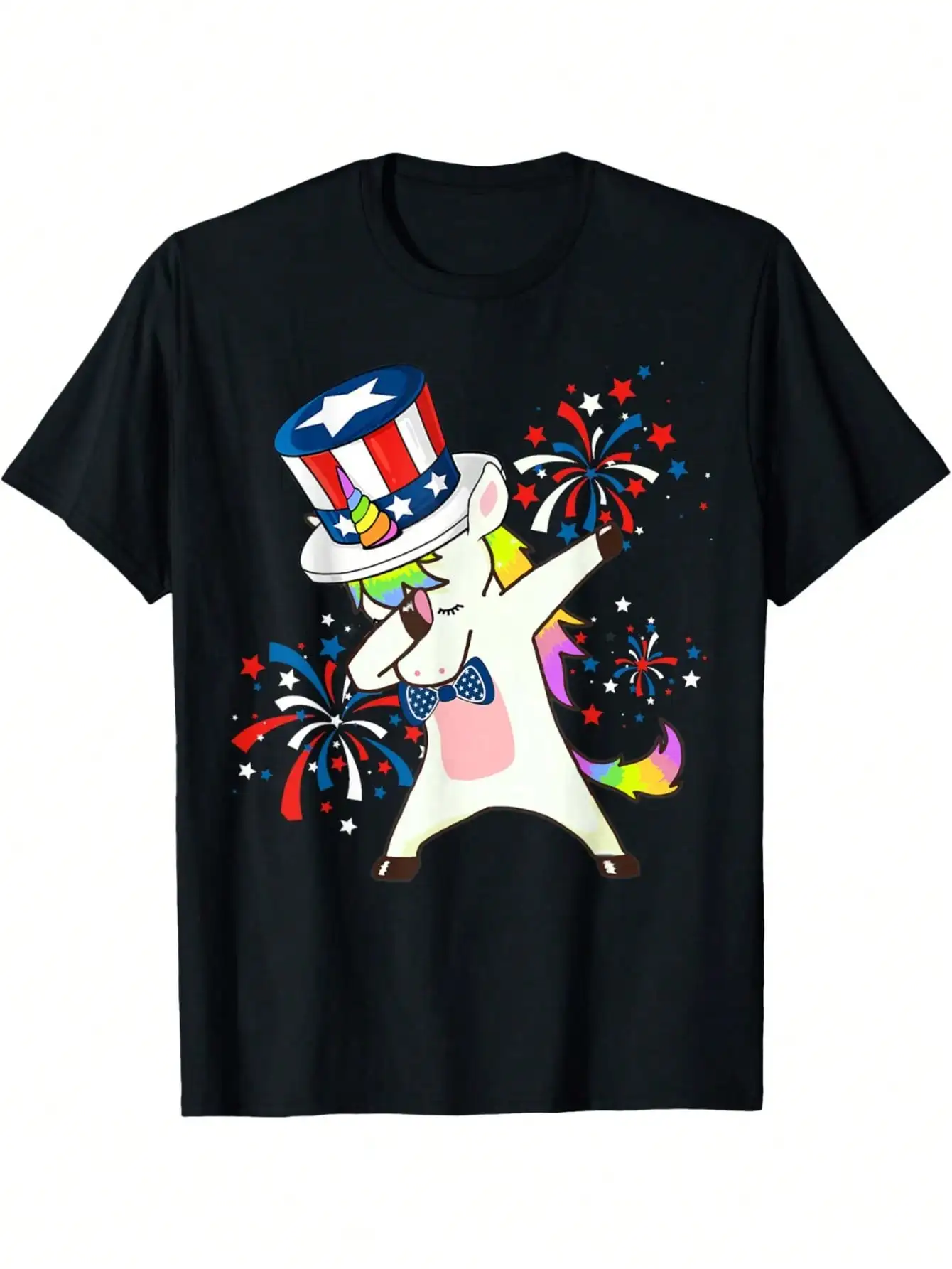 

EWHDabbing Unicorn Firworks Mrica Arican Patriotic USA T-Shirt