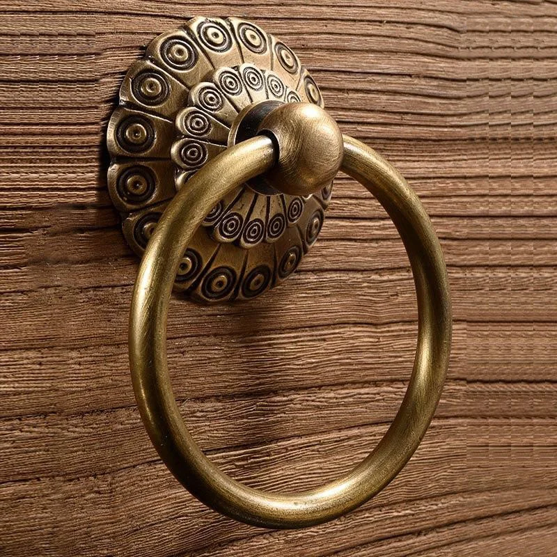 

Small Vintage Door Ring Knocker Brass Old Knob for Cabinet Classics Gate Round Ring Handle Retro Entrence Door Knock Home Decor