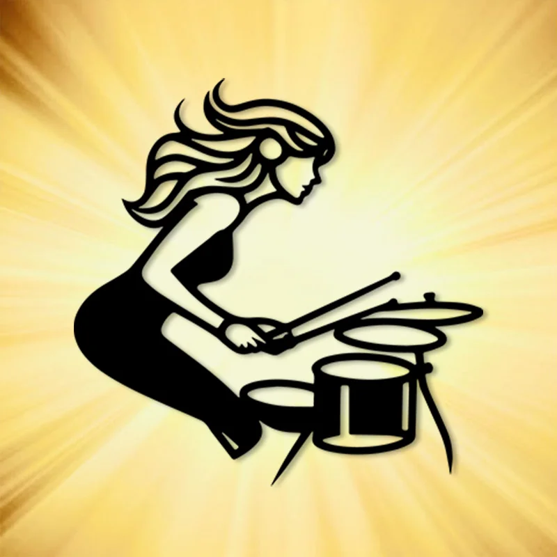 1pc Vintage Female Drummer Metal Wall Art - Durable Iron Studio Decor, Music Season Gift for Drummers