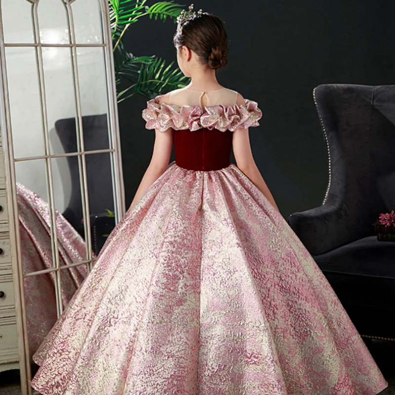 Kids Pageant Dresses for Girls 2 6 To 8 10 14 Years Children Long Dress Party Evening Elegant Luxury Gown Formal Occasion Frock