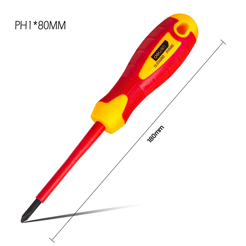 1 Pcs 절연 된 스크루 드라이버 전기 전용 마그네틱 정밀 스크루 드라이버 고전압 1000V 슬롯 형 필립스 핸드 툴