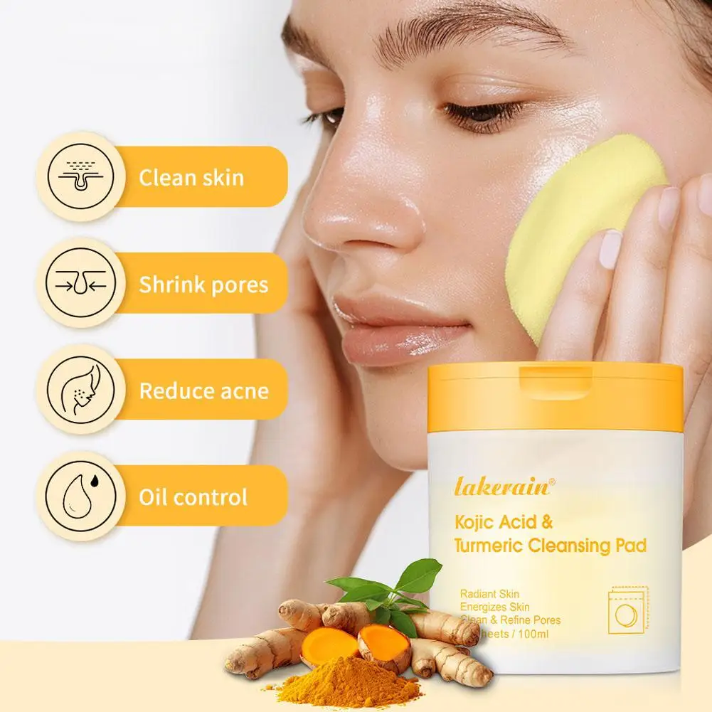 

80 Turmeric Kojic Acid Exfoliating Cleansing Pads Facial Moisturizing Dark Spots Cotton Fade Acne Skin Clean Tablets Mild S Q9C1