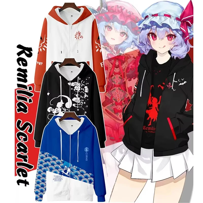 Japanese Anime Touhou Project Zipper Sweatshirt Unisex Long Sleeve Women Men Hoodie Harajuku Streetwear Clothes Cosplay Tops