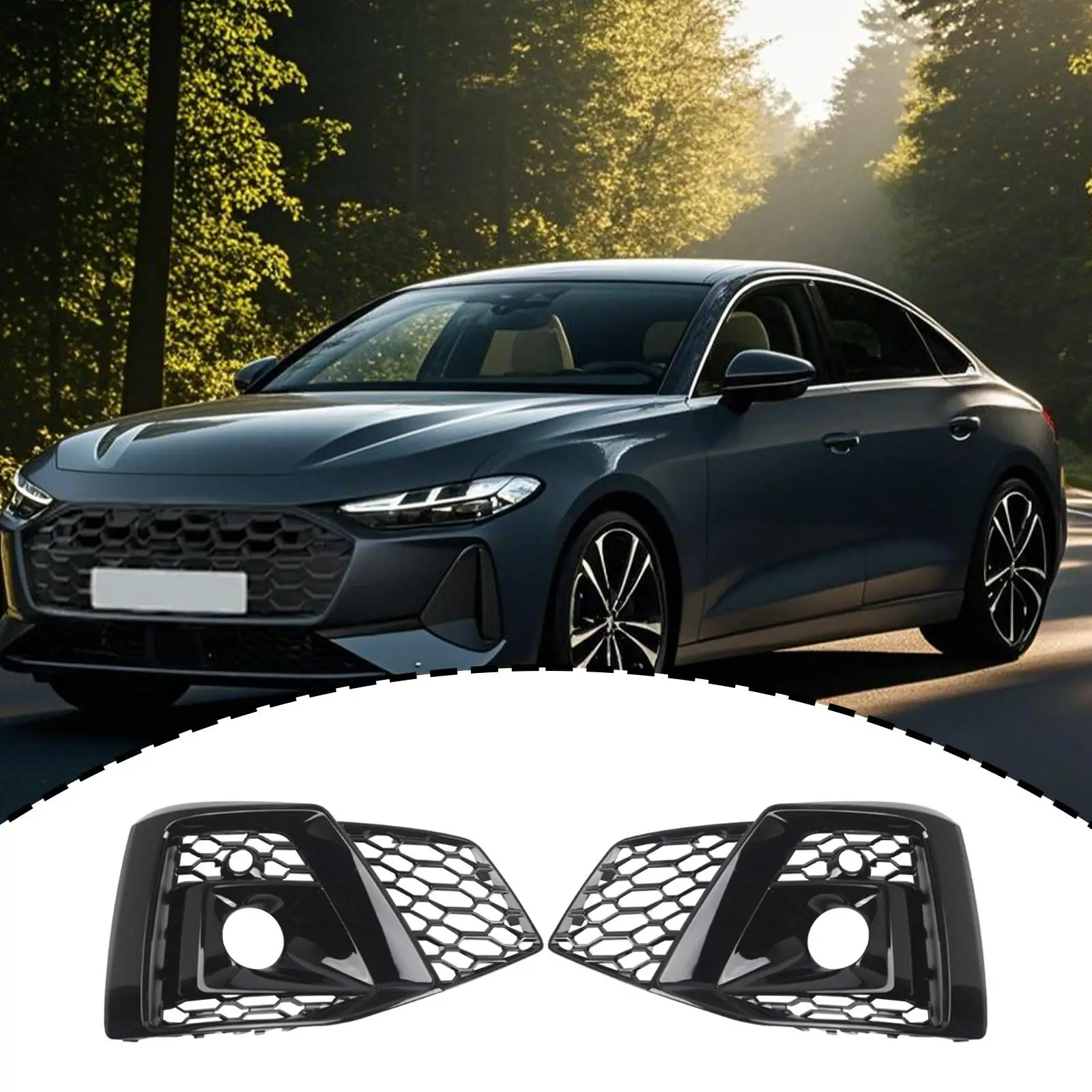 

LH Rh Side Front Bumper Fog Light Covers Upgrade 8W6807682T for