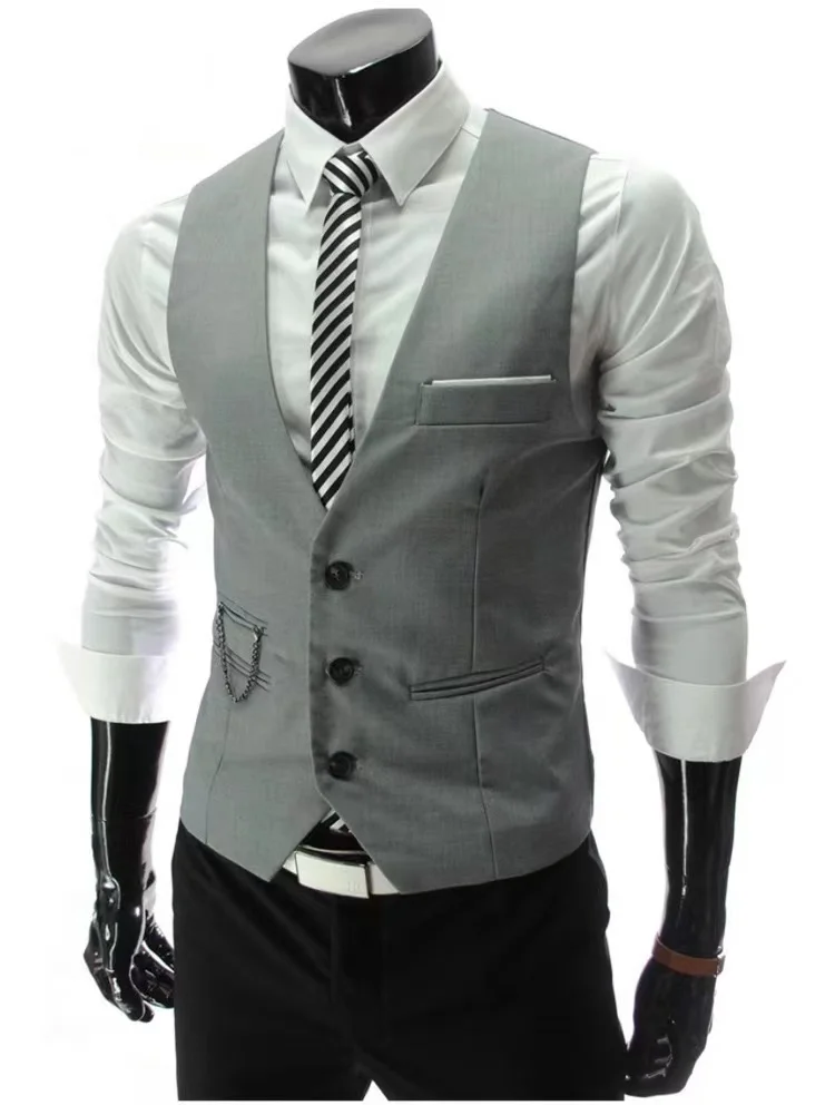 New Arrival Dress Vests For Men Vest Slim Fit Mens Suit Vest Male Waistcoat Gilet Homme Casual Sleeveless Formal Business Jacket