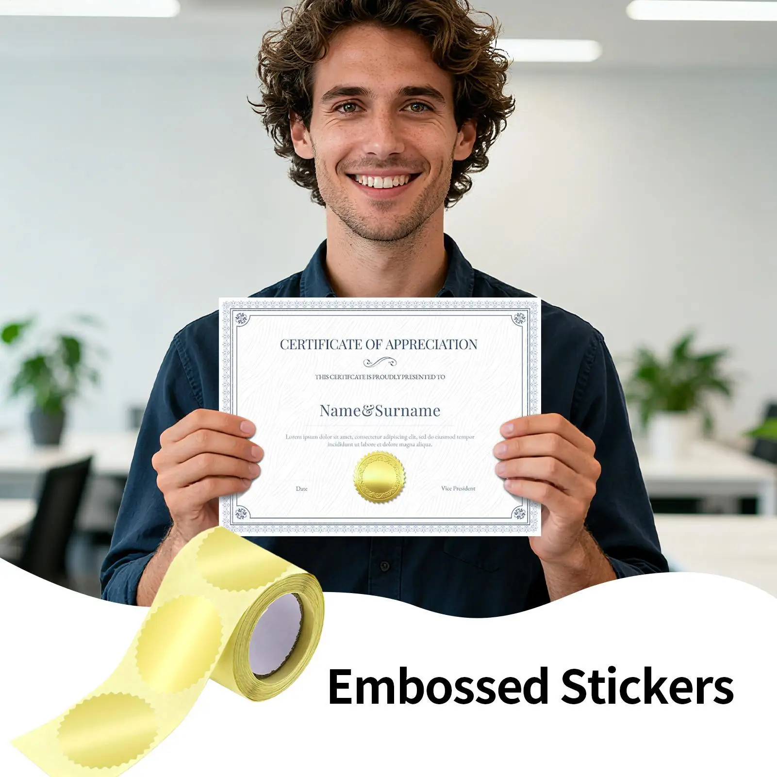 Embossed Stickers Foil Seal Stickers For Certificates 100 Pieces Self-Adhesive Notary Certificate Foil Label For Baby Shower