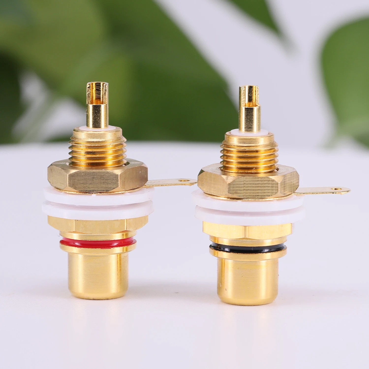 EIZZ Binding Post 24K Gold Plated Brass RCA Jack Female Connector For HiFi Audio Video TV CD AMP Signal Panel Chassis Mount