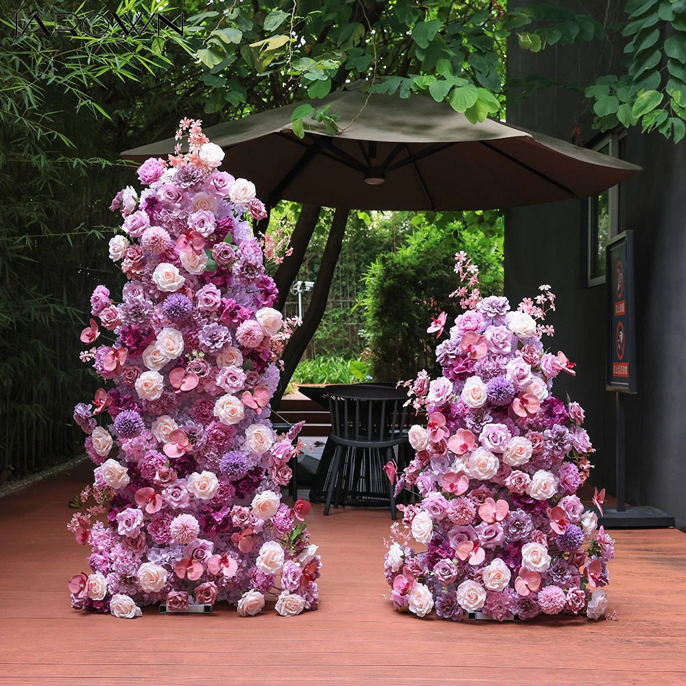 Luxury Purple Rose Hydrangea Flower Arrangement for Wedding Party Stage Backdrop Decoration KT Board Decor Props Customized