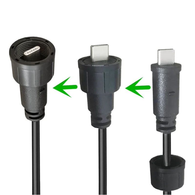 With Waterproof Sheath, Waterproof Direct Insertion Cable Waterproof and Dustproof USB 2.0 / USB 3.0 Type-C Threaded Cable