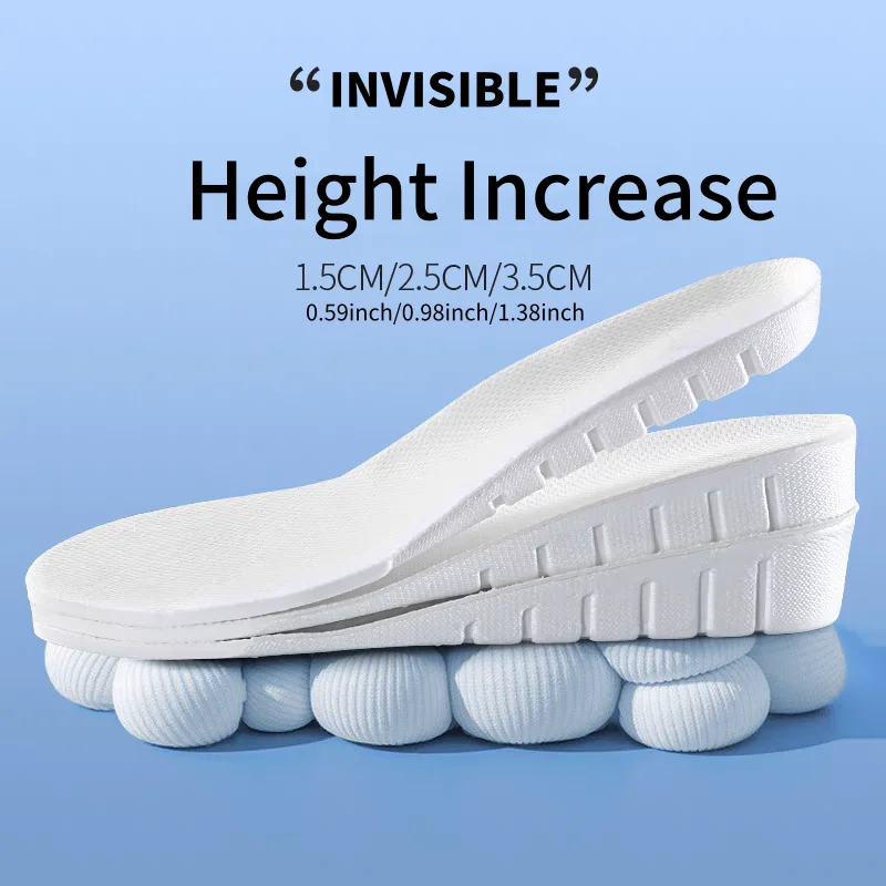 1 Pair New 1.5-3.5cm White Invisible Height Increase Insoles EVA Soft Light Shoes Sole Pad for Men Women Orthopedic Inserts