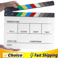 Acrylic Colorful Clapperboard Clapper Board Dry Erase Director Cut TV Movie Film Action Slate Clap Handmade Cut Prop