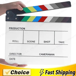 Acrylic Colorful Clapperboard Clapper Board Dry Erase Director Cut TV Movie Film Action Slate Clap Handmade Cut Prop