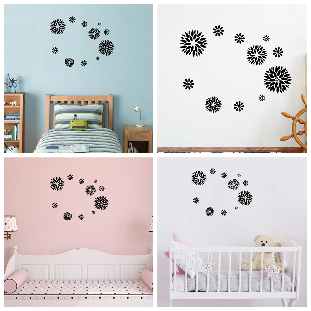 

1 pc diy flowers circle Wall Sticker wallpaper Home Decoration Accessories For Kids Rooms Diy Home Decoration Wall Art MURAL