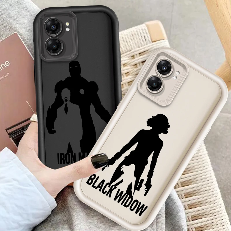 Black Widow Iron Man Pattern Cool Eye Ladder For OPPO Find X5 X3 A58 A57 A55 A53 A54 A92 A74 A78 A98 A16 A94 A76 A72 5G Back