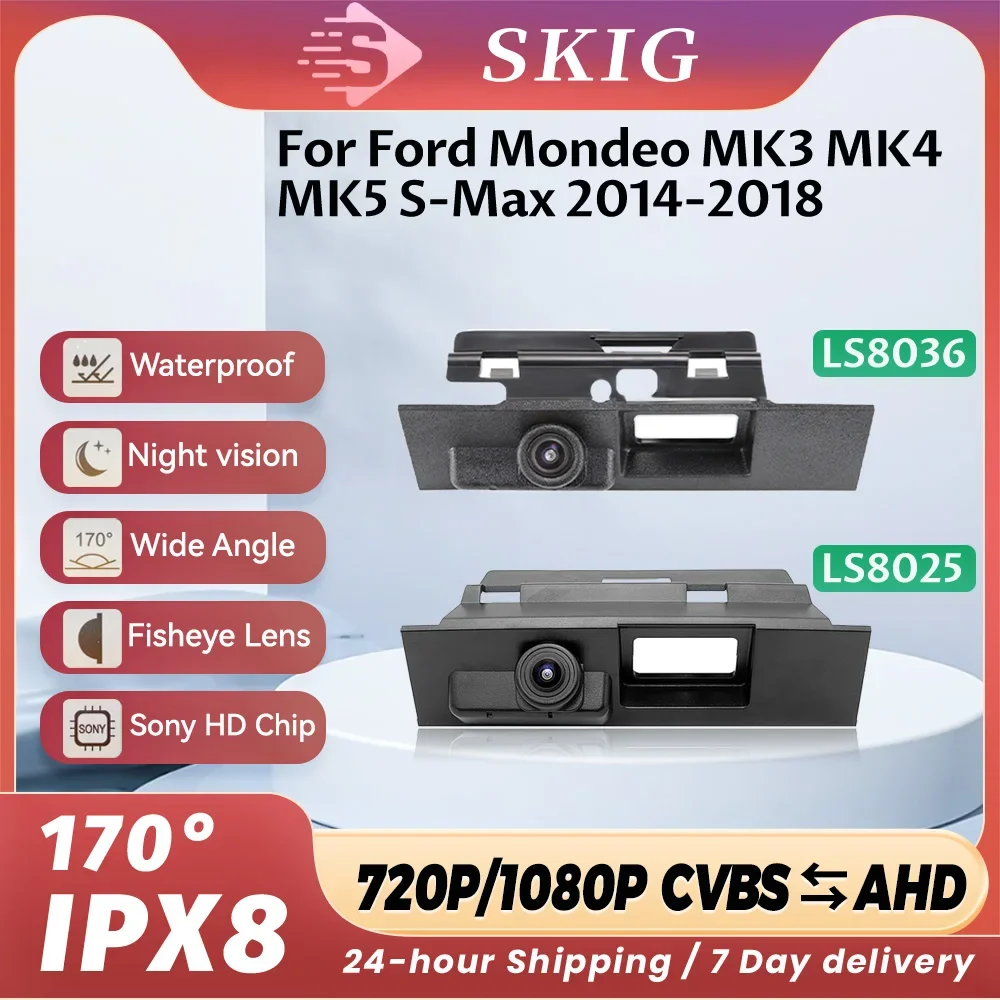 170-градусный MCCD AHD 1080P, ручка переключателя багажника автомобиля, камера заднего вида для Ford Mondeo MK3 MK4 MK5 S-Max 2014-2018