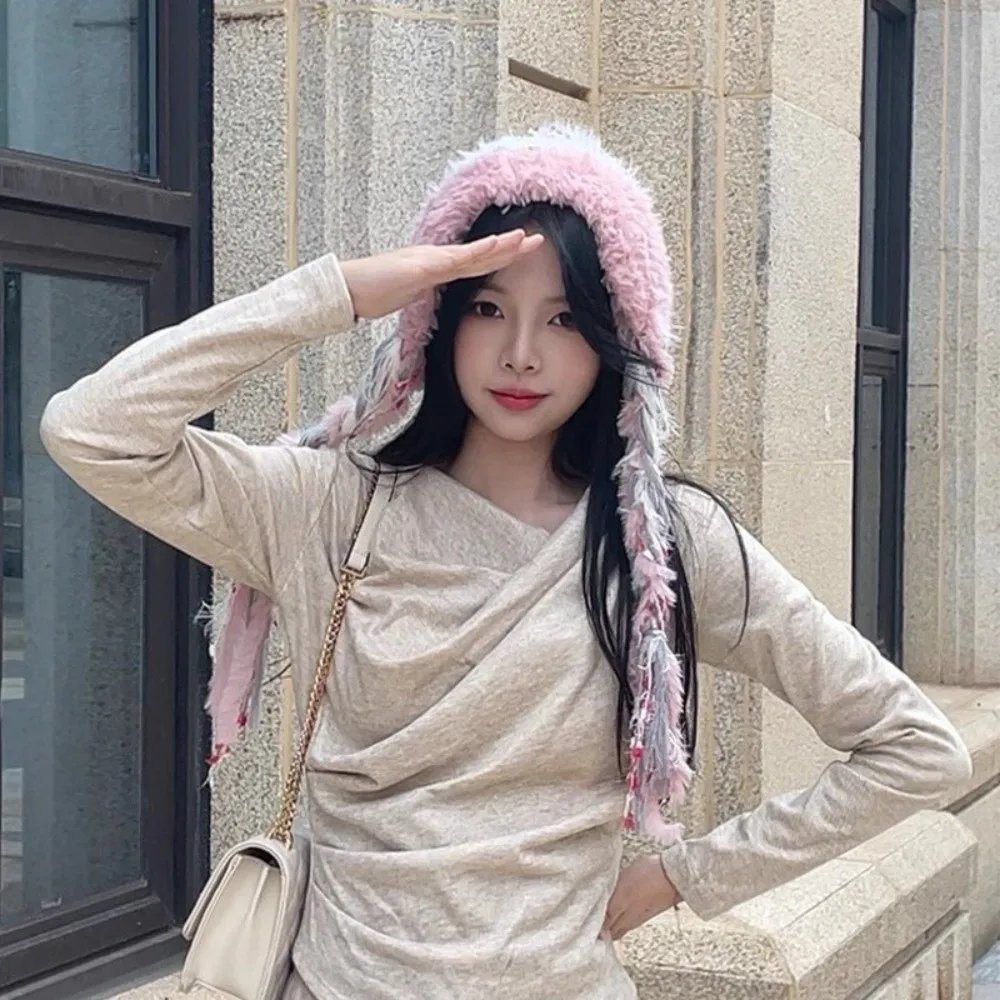 

New Knitted Knitted Hat Thicken Windproof Pullover Cap Warm Coldproof Ear Protection Hat Autumn and Winter